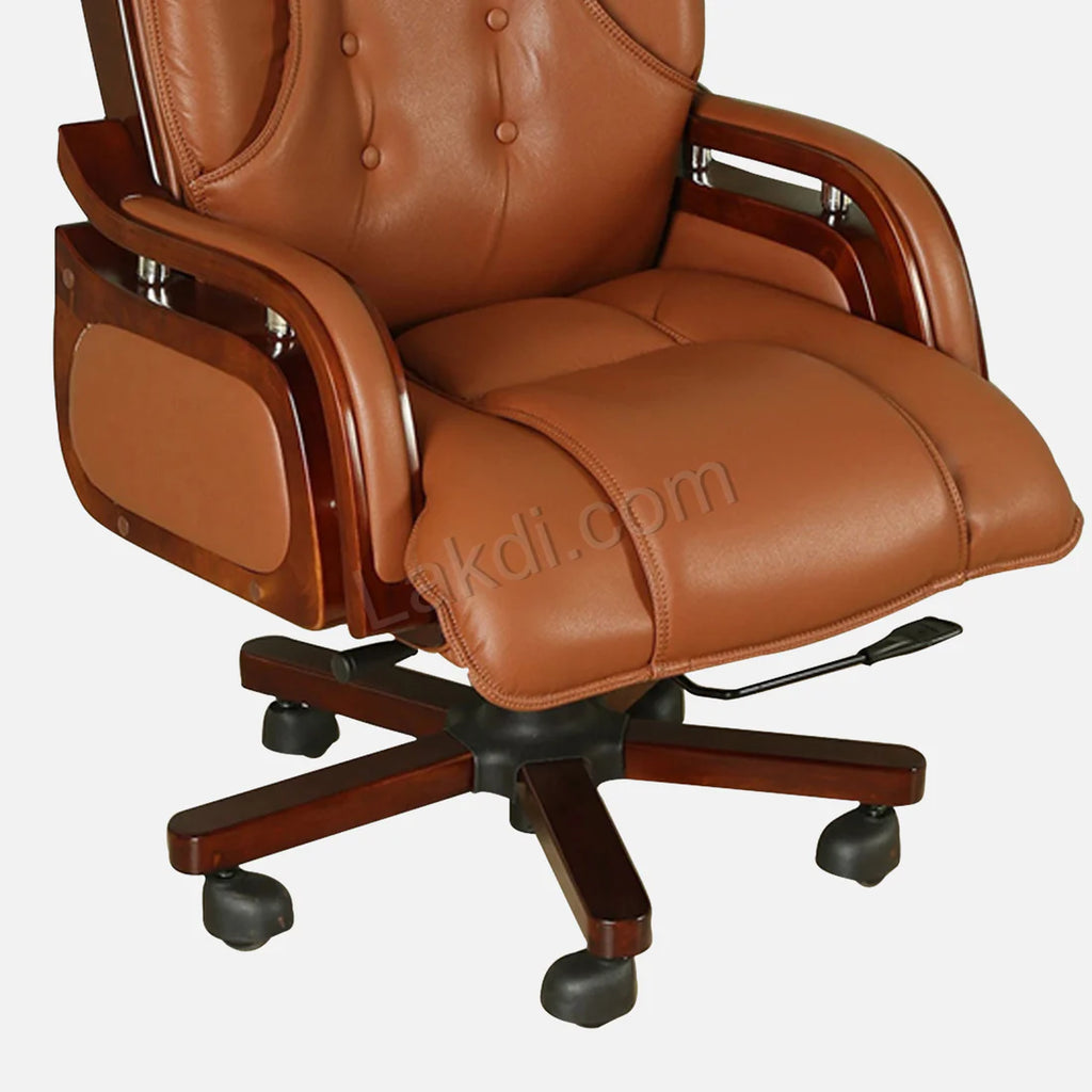 High Back Ergonomic Director Chair with Wooden Base