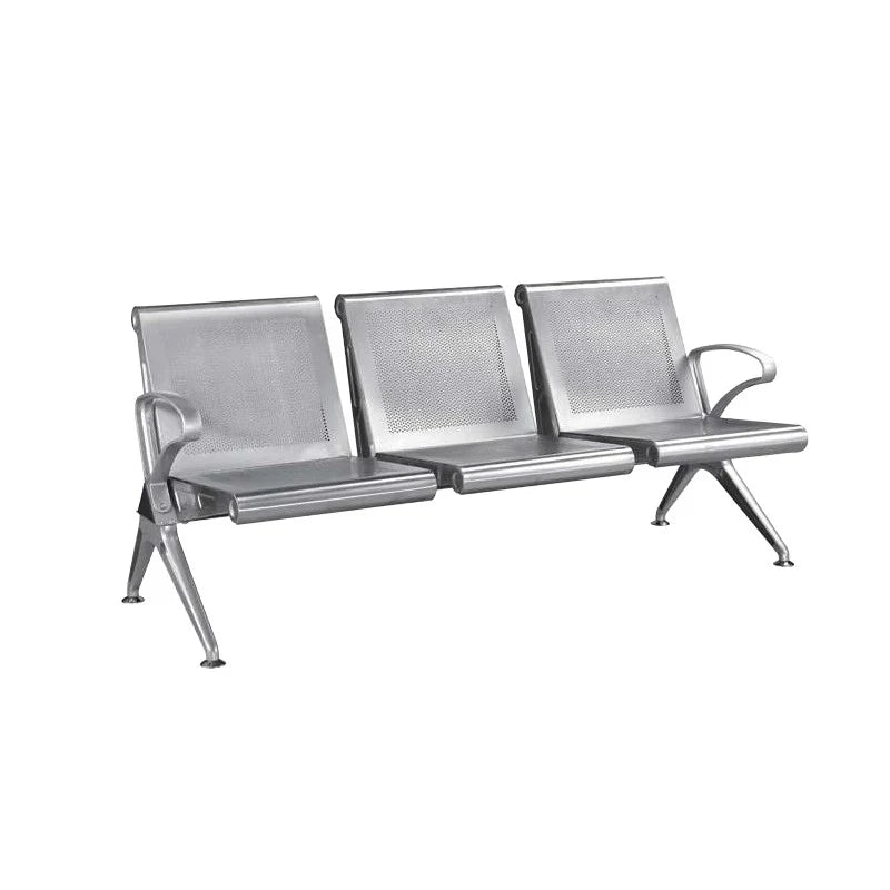 3-Seater Airport Chair with Metal Legs & Armrests, Polyester/Polyester Blend Seat