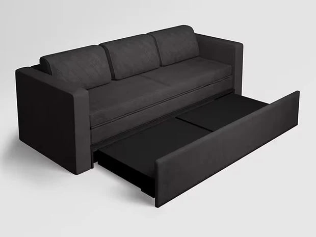 3 + 1 Sofa Cum Bed Leatherette Fabric for Home Furniture Frame Plyboard ,High Density Foam Soft & Comfort Seating for Living Room- Black