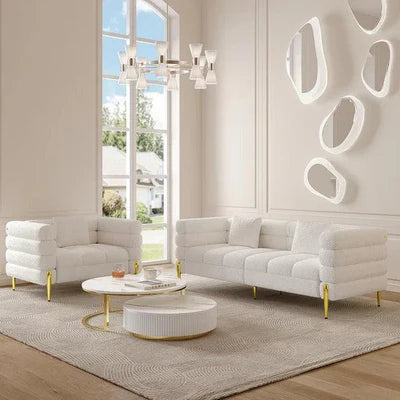 Modern Boucle 3-Seater Sofa with Unique Design, Metal Legs, and High-Elasticity Cushions for Stylish Living Spaces