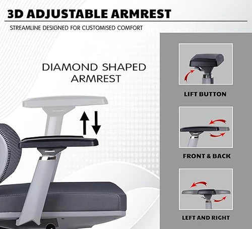 Mesh Back Executive Chair – 3D Armrests, Multi‑Tilt Lock, Chrome Base