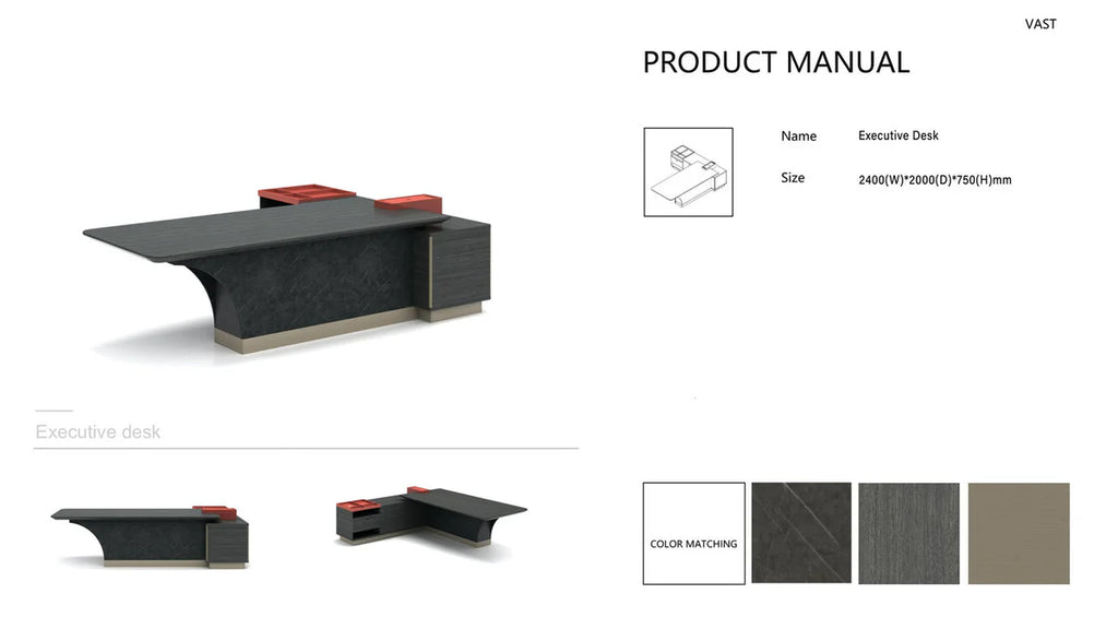 Director l-Shaped for office Table and Luxury Design Made in Ply with Veneer & Edge Banding and Brown Oak Finish