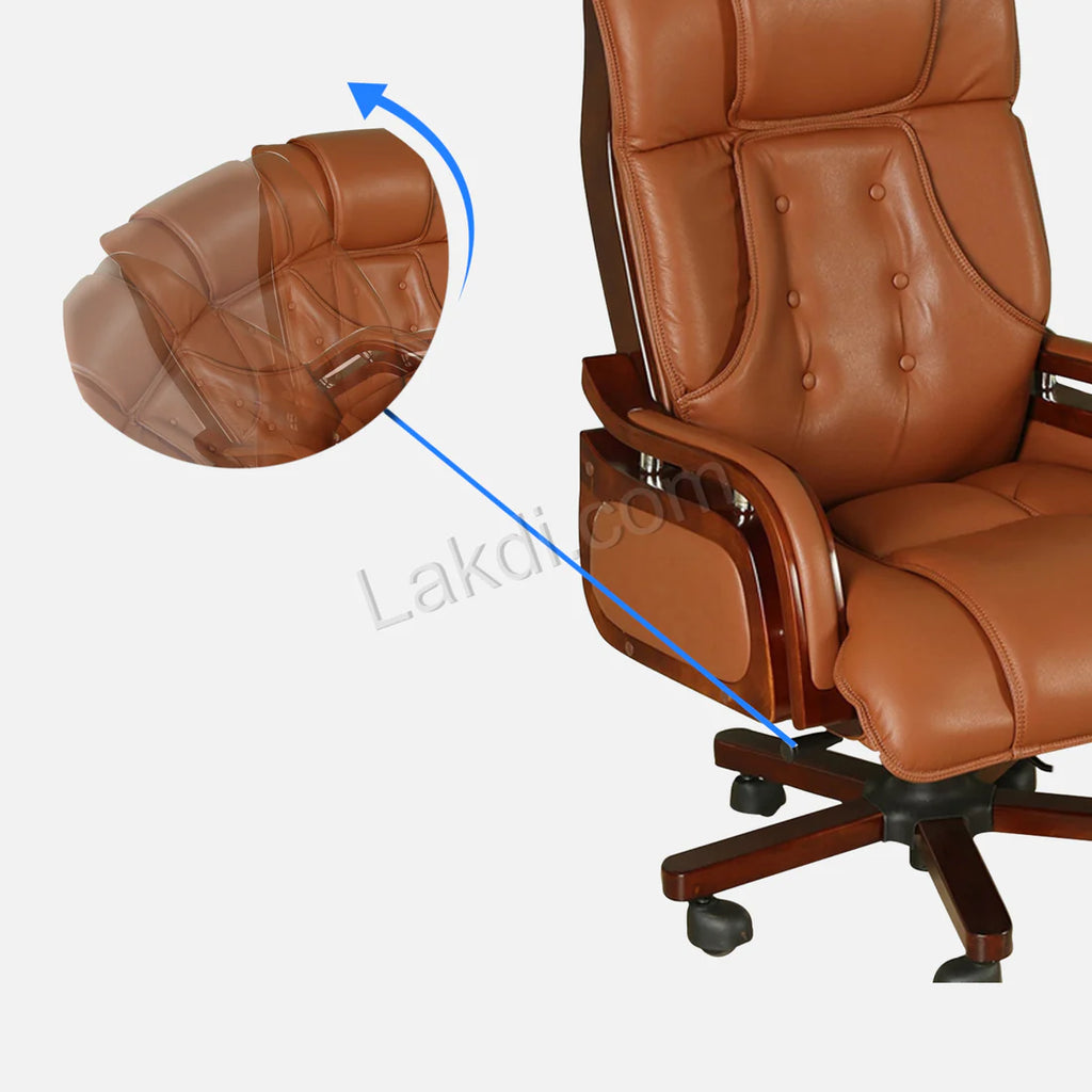 High Back Ergonomic Director Chair with Wooden Base