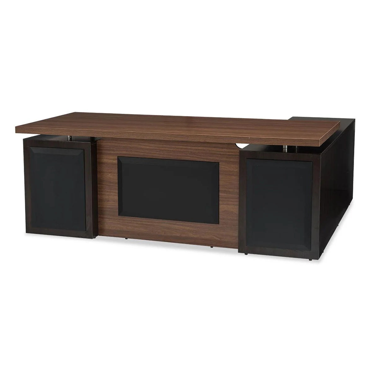 Director L shape Table Made in Engineered Wood and Matte Finish, Brown