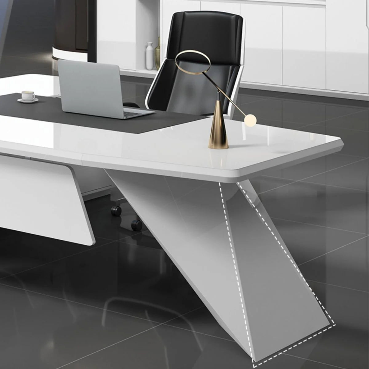 Luxury Director L-Shape Office Table Desk Made in Plywood with Veneer Wire Manager Drawers Lockable and Storage for a Modern Workspace