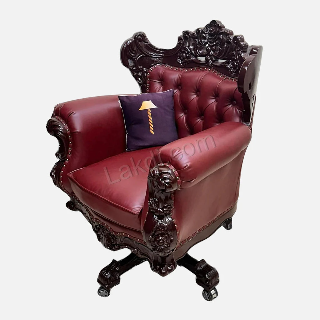 Royal Twist Design Hand Carved Teak Wood Adjustable Height