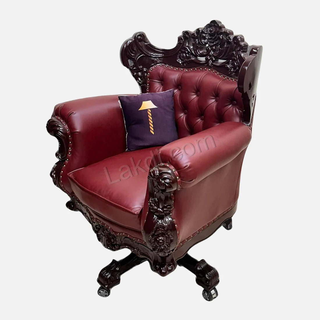 Royal Twist Design Hand Carved Teak Wood Adjustable Height
