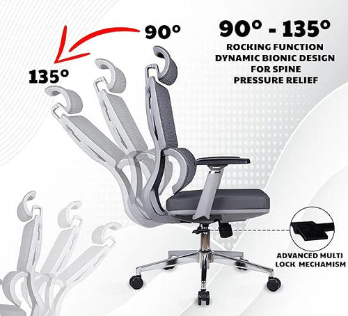 Mesh Back Executive Chair – 3D Armrests, Multi‑Tilt Lock, Chrome Base
