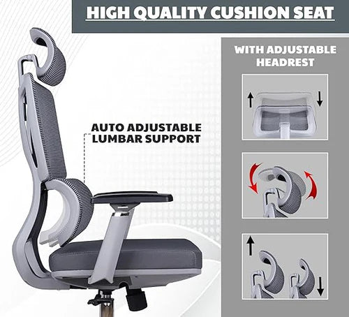 Mesh Back Executive Chair – 3D Armrests, Multi‑Tilt Lock, Chrome Base