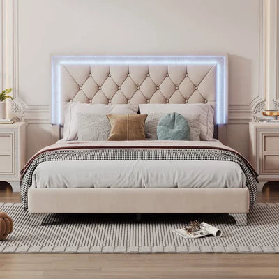 Premium Wooden King Size Bed with Upholstered Headboard – Sleek, Stylish Comfort Bed