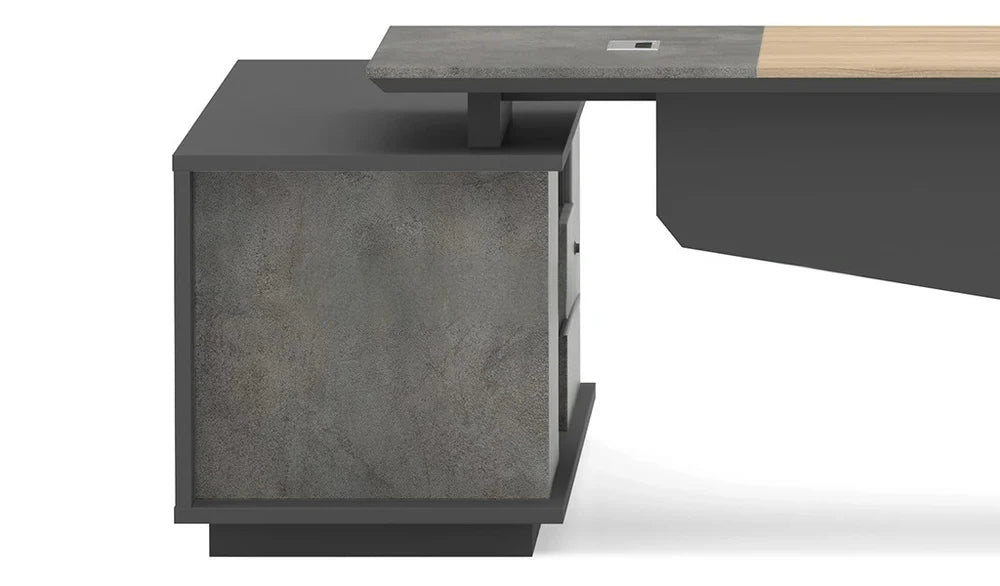 Director L-Shape Table Luxury Modern Office Desk CPU Storage Space
