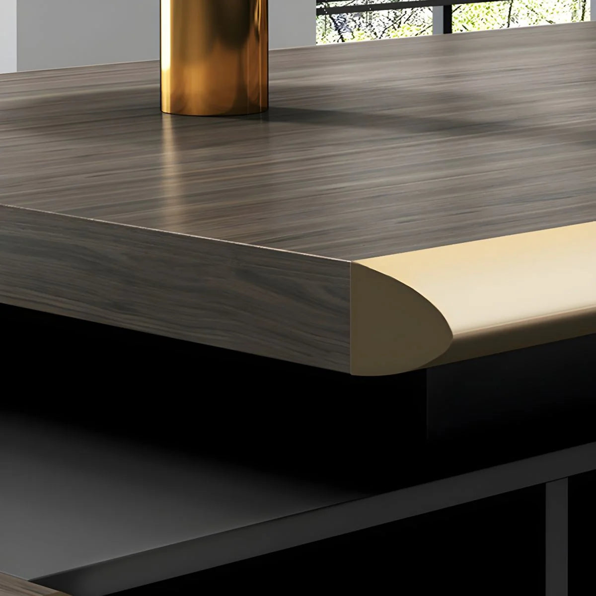 Director & Executive L-Shape Office Table Luxury Desk Made in MDF Side Unit Drawer and Storage Wire Manager
