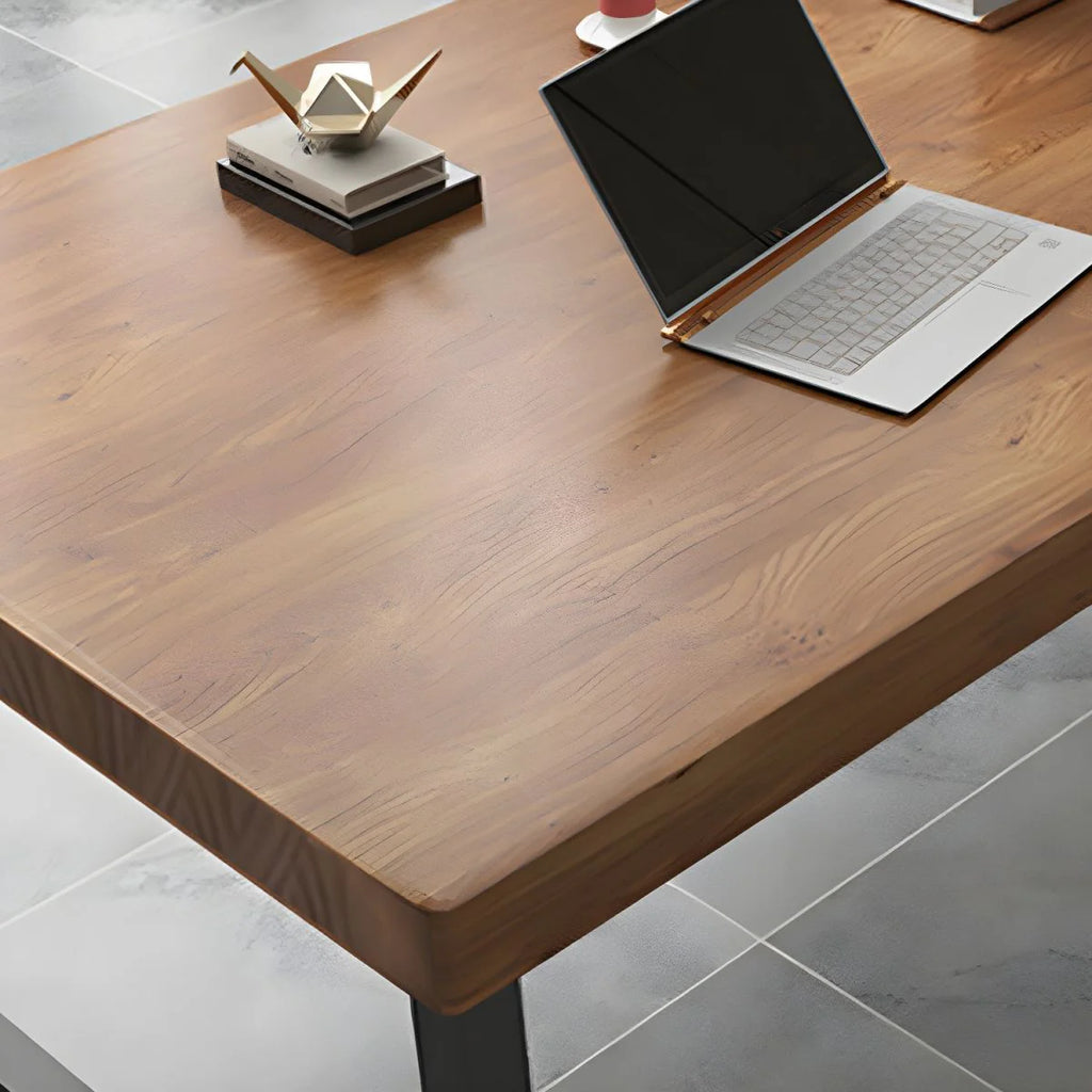 Meeting and Conference Rectangular Office Table Top Made in Solid Wood with Polish and Base in MS Metal Legs with Black Powder Coating