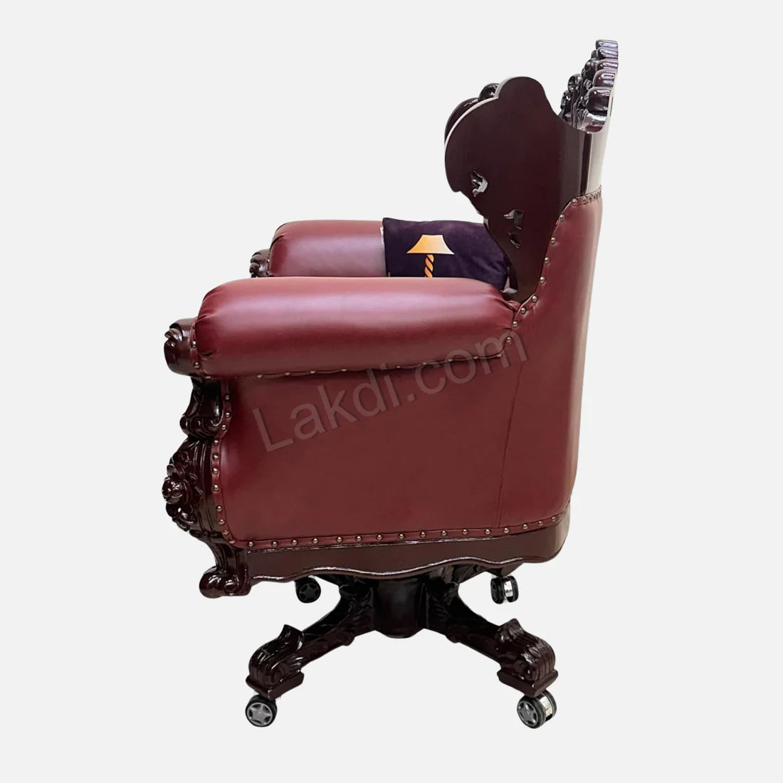 Royal Twist Design Hand Carved Teak Wood Adjustable Height