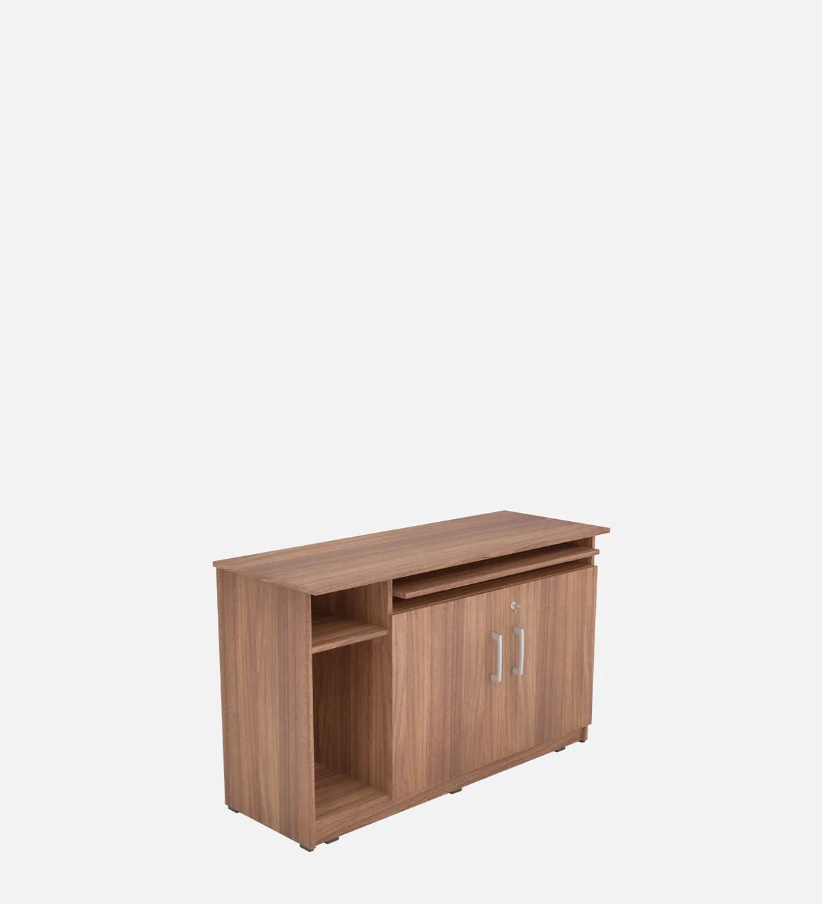 Director and Executive L shape Table Made in Pre-laminated Particle Board Teak Finish With File Cabinet And Pedestal