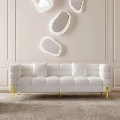 Modern Boucle 3-Seater Sofa with Unique Design, Metal Legs, and High-Elasticity Cushions for Stylish Living Spaces