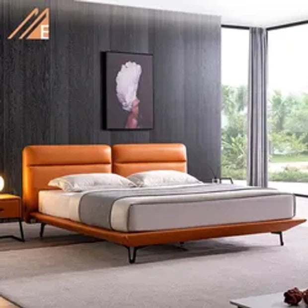 Luxury Leatherette Upholstered Bed – Solid Teakwood ; Plywood Structure, Layer, Sleek Finish without Storage