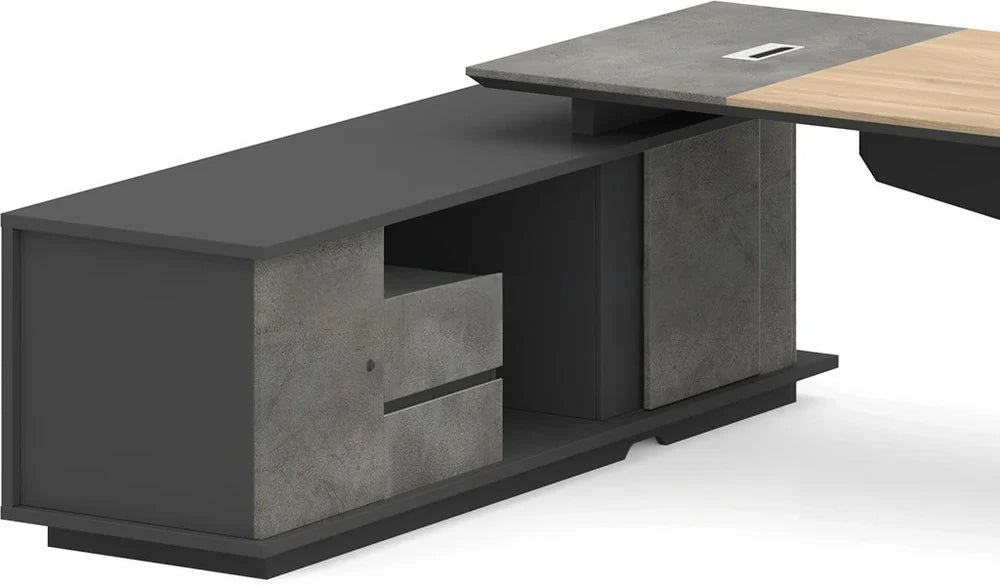 Director L-Shape Table Luxury Modern Office Desk CPU Storage Space
