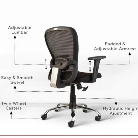 Aries C160 Mesh Mid back Office Chair [BLACK]