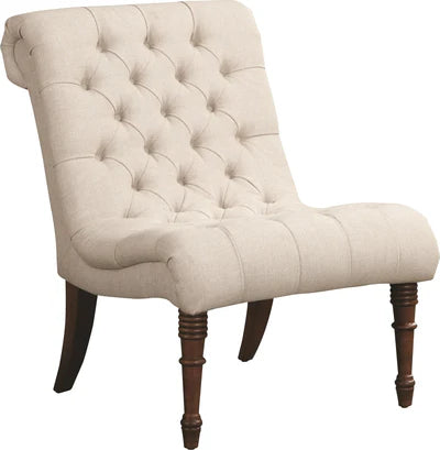 Armless Tufted Back Accent Chair with Wooden Legs