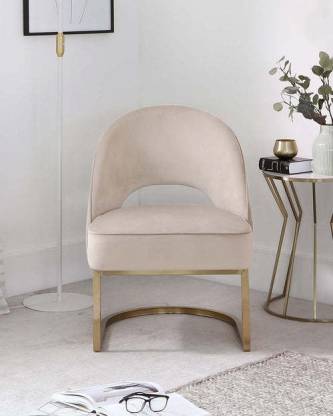 Champagne Velvet Accent Lounge Chair in Gold Finish