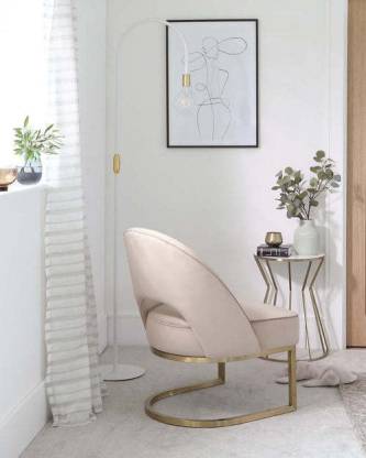 Champagne Velvet Accent Lounge Chair in Gold Finish