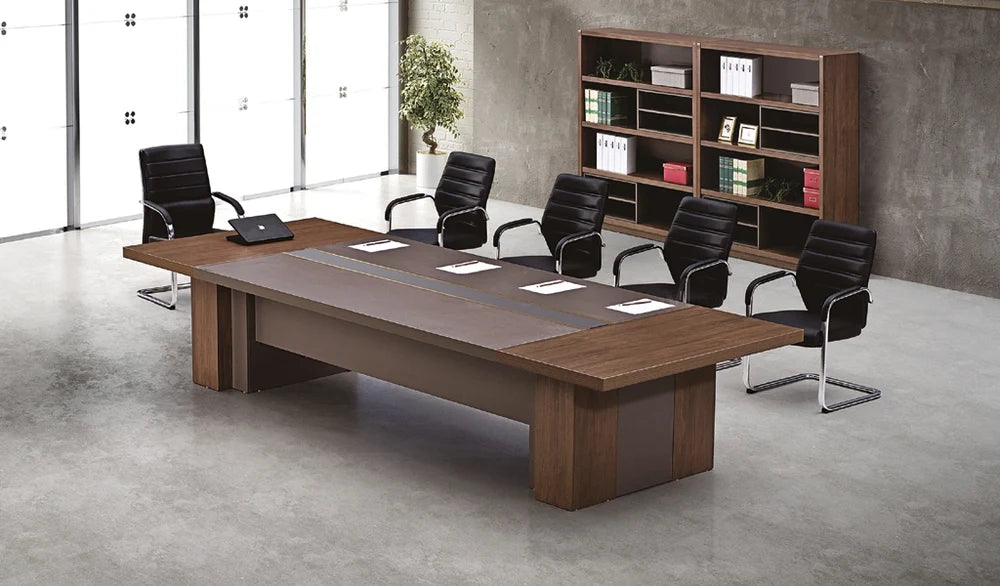 Conference & Meeting Room Table Made In MDF and Particle Board Dual Color Design Natural Finish