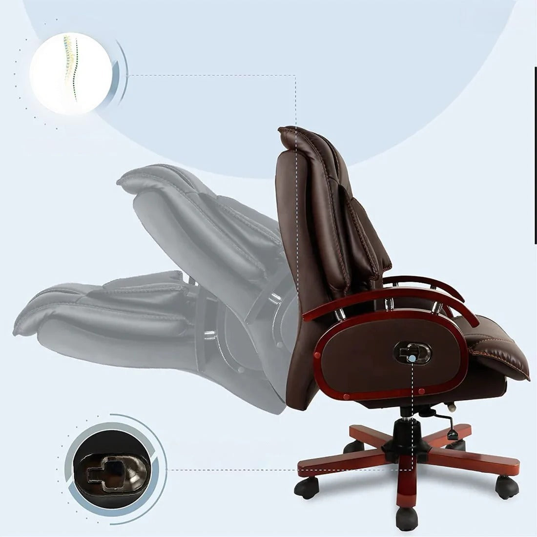 High Back Leatherette Wooden Director Chair