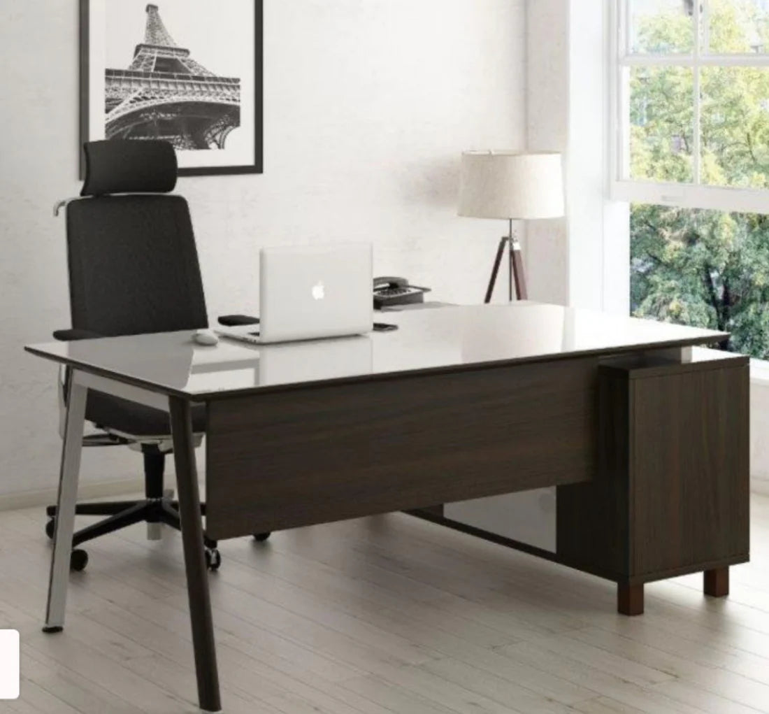 Director Table Suit with Storage Left Hand Open Shutter Material Engineered wood White finish