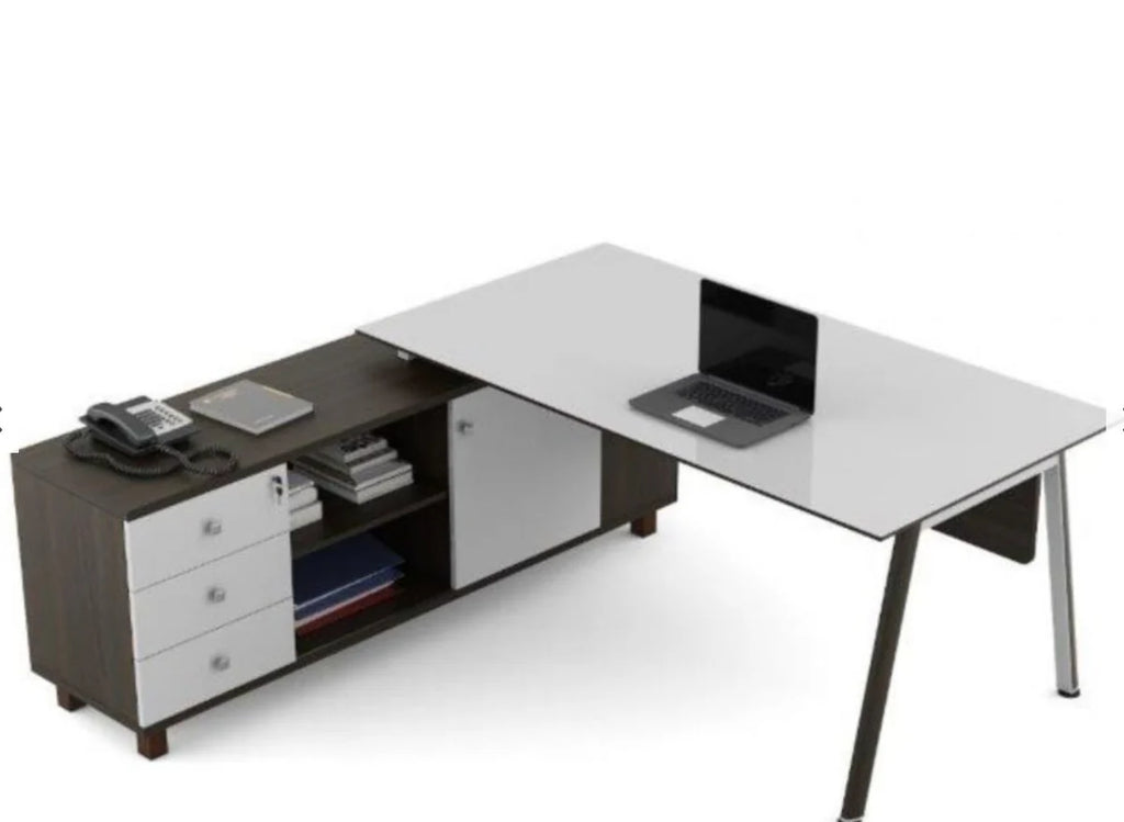 Director Table Suit with Storage Left Hand Open Shutter Material Engineered wood White finish