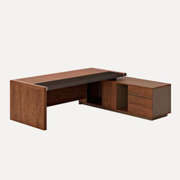 Director Office Table Made In Particle Board with Side Unite and Drawers & CPU Space