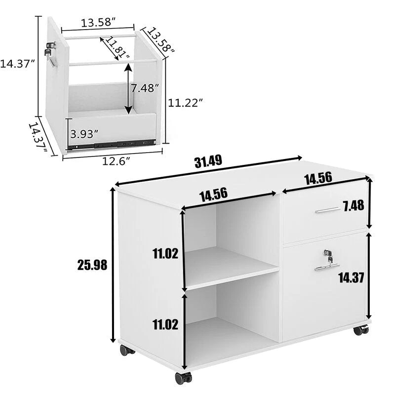Drawer & Pedestal with Wheel Base