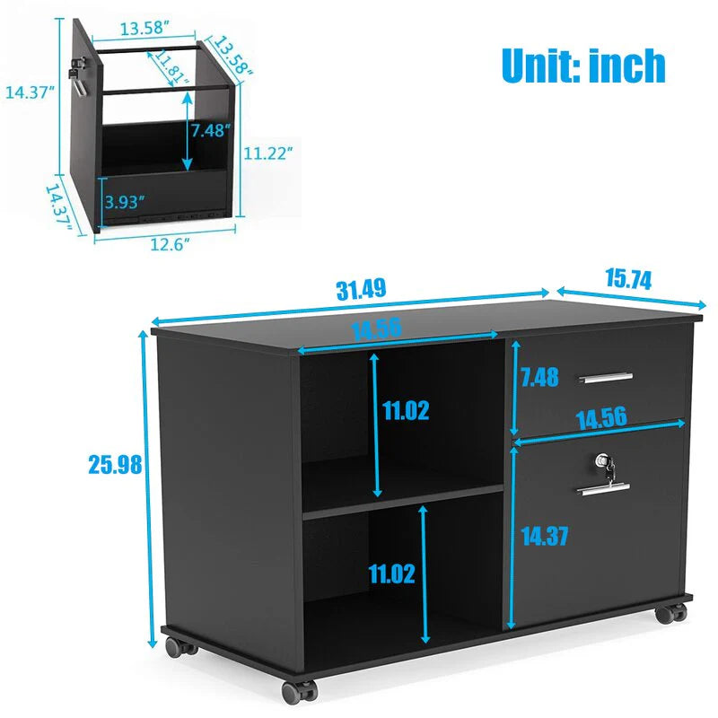 Drawer & Pedestal with Wheel Base