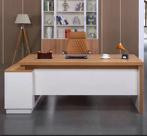 Director and Executive L Shape Office Table Made Particle Board with Side Unite and Multi Drawers