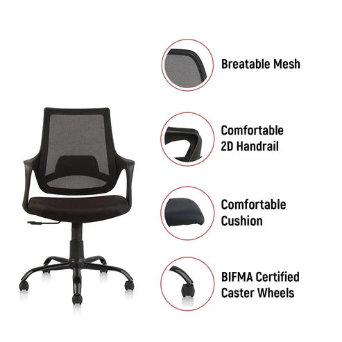 Falcon C150 Mesh Mid Back Office Chair [BLACK]