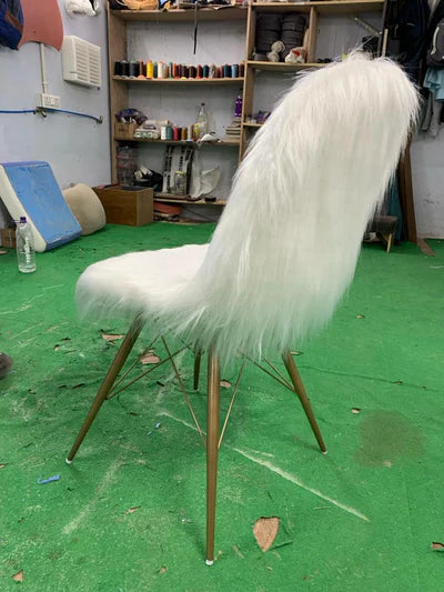 Faux Fur Chair with Gold Metal Base