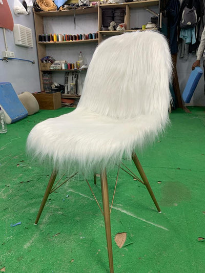 Faux Fur Chair with Gold Metal Base