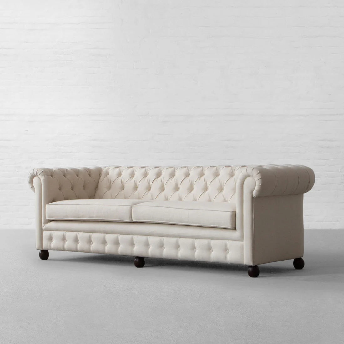 3 Seater Chesterfield Sofa Fabric Cotton Line Blend Sofa with Frame Marandi wood & Soft Padded High Quality