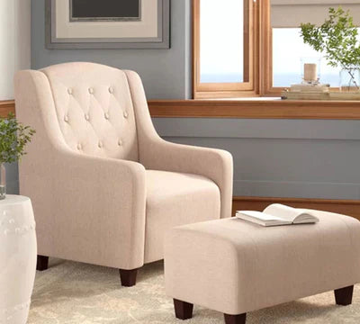 Fully Cushioned Chair Set Cum Lounge Chair with Matching Footstool