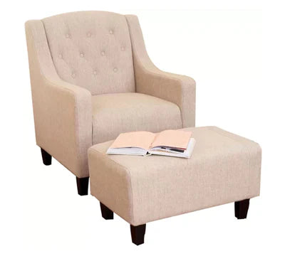 Fully Cushioned Chair Set Cum Lounge Chair with Matching Footstool