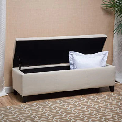 Fully Cushioned Fabric Ottoman Pouffe with Storage