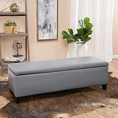 Fully Cushioned Fabric Ottoman Pouffe with Storage