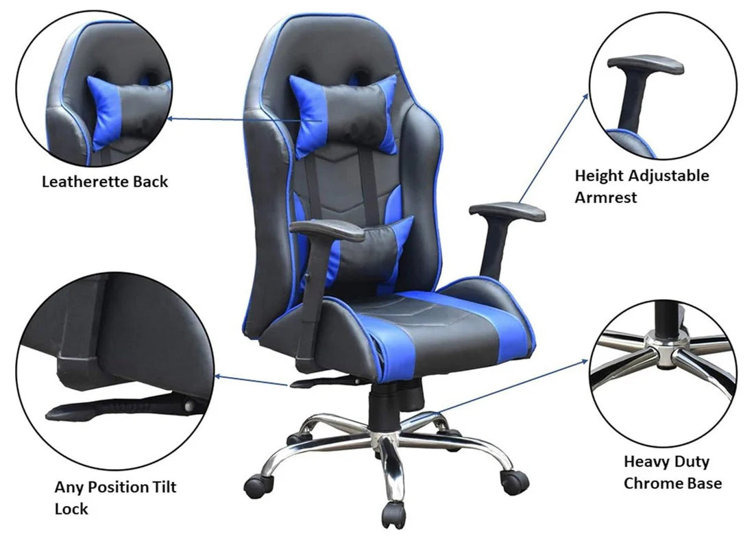 Gaming Chair with Metal Caster Swivel & Wheel Base