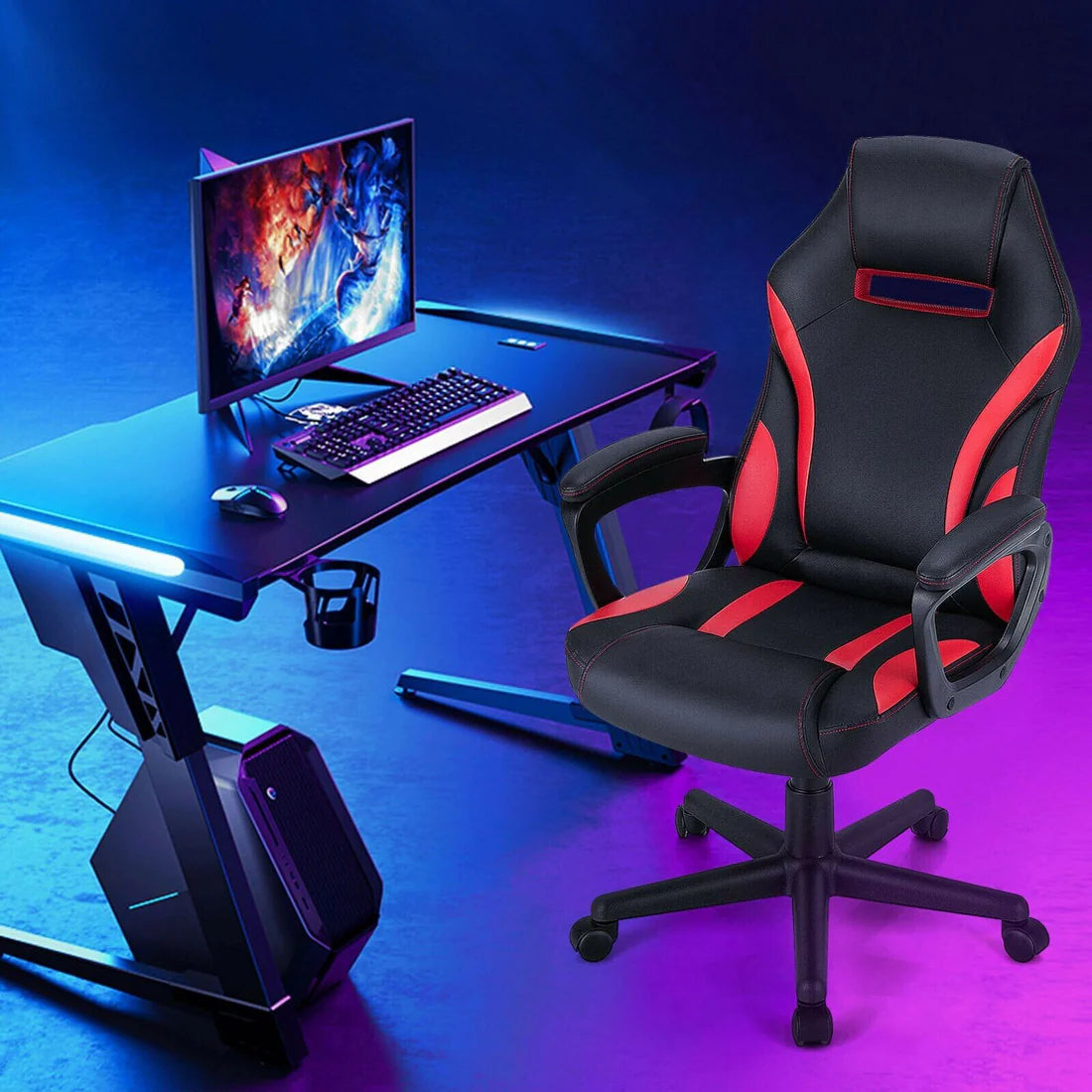 Gaming Chair with Nylon Caster Swivel & Wheel Base