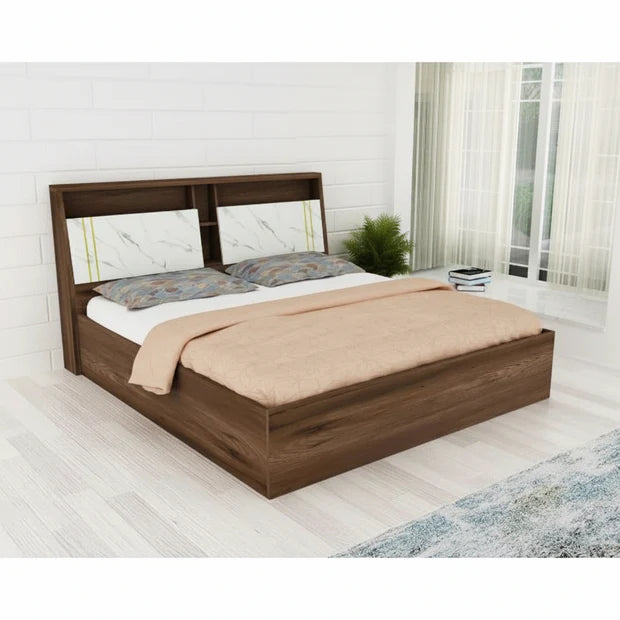 Wooden King Size Bed with Hydraulic Lift Storage, Premium Melamine Finish Scratch-Resistant Surface