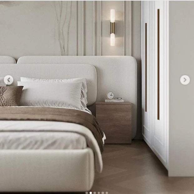 Luxury King Size Solid Wood Bed – Fully Upholstered with Padded Tufted Headboard