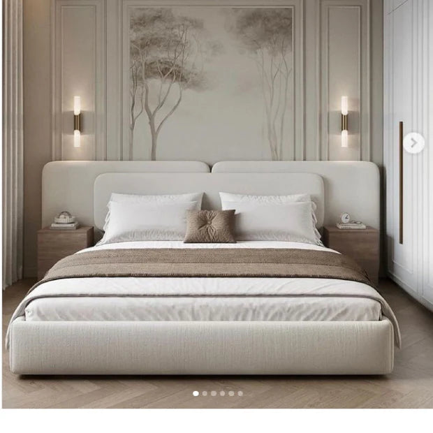 Luxury King Size Solid Wood Bed – Fully Upholstered with Padded Tufted Headboard