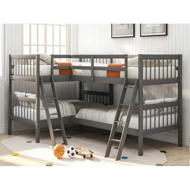 L-Shaped Bunk Bed Twin Over Twin