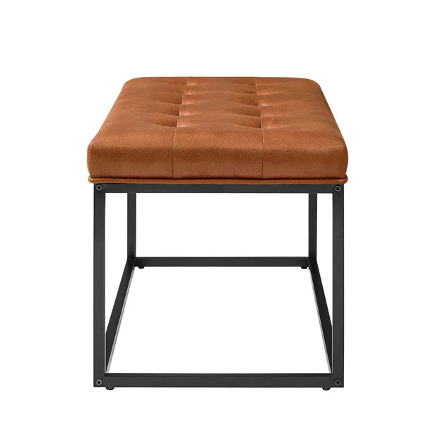 Leatherette Upholstery & Metal Base Ottoman