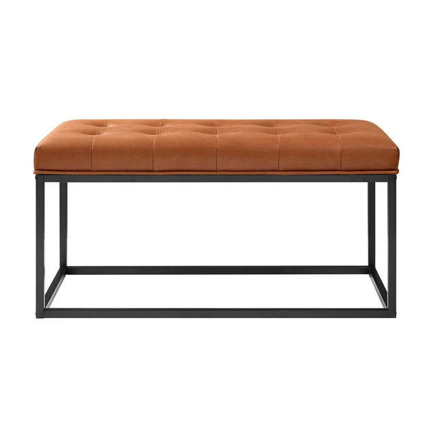 Leatherette Upholstery & Metal Base Ottoman